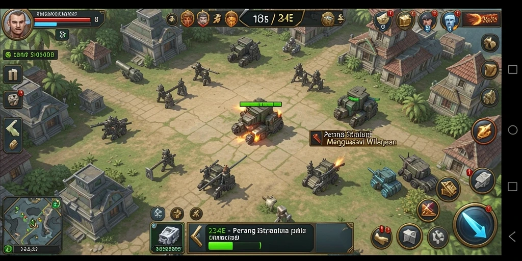Tampilan gameplay strategi yang intens di 234E.