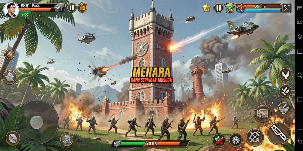 Tampilan screenshot <strong>88ID</strong> menunjukkan aksi menegangkan dalam pertahanan menara.