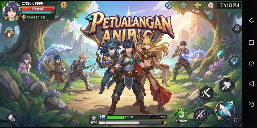 Screenshot C7890 menunjukkan pertarungan seru dalam gaya anime.