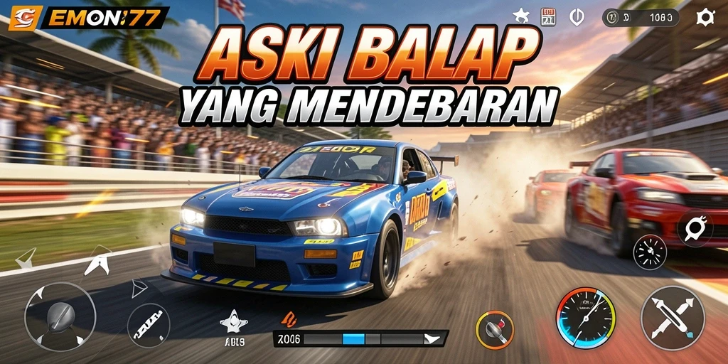 Tampilan gameplay seru balap di EMON77.