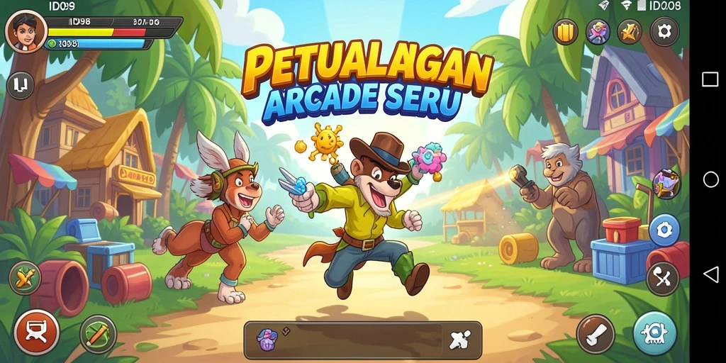 Tampilan menarik dari gameplay seru ID098 menawarkan petualangan Arcade yang mendebarkan.