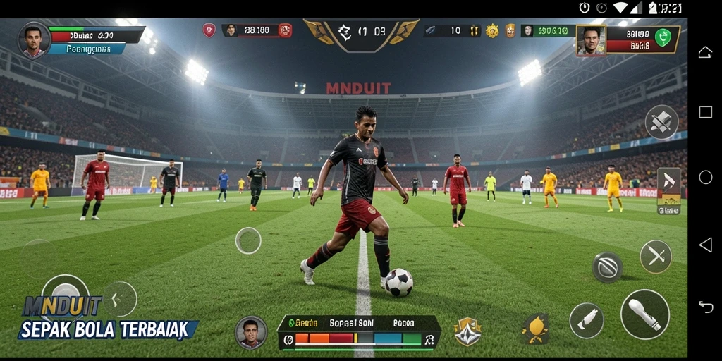 Tampilan gameplay mendebarkan dari game sepak bola MNDUIT.
