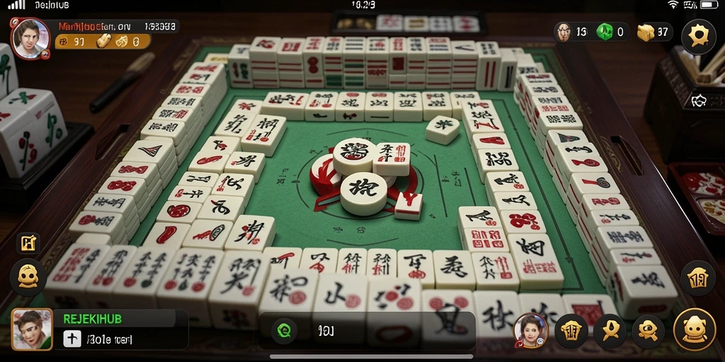 Tampilan menarik gameplay Mahjong di REJEKIHUB.