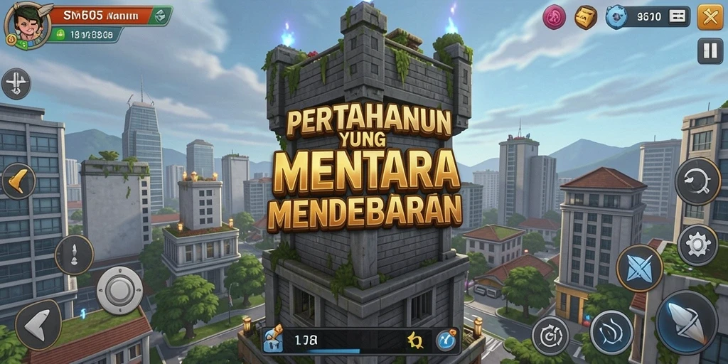 Tampilan gameplay SM605 yang menarik dalam pertarungan Tower Defense.