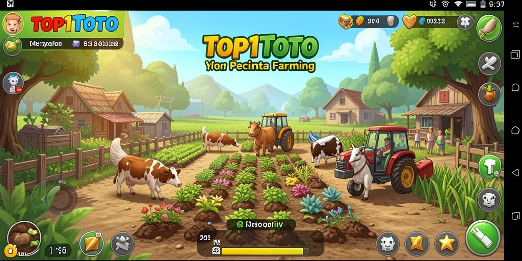 Tampilan gameplay menakjubkan di TOP1TOTO dengan elemen pertanian.